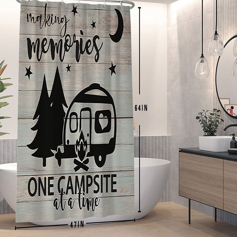 Lofaris One Campsite Wooden Board Christmas Shower Curtain