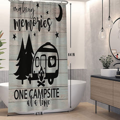 Lofaris One Campsite Wooden Board Christmas Shower Curtain