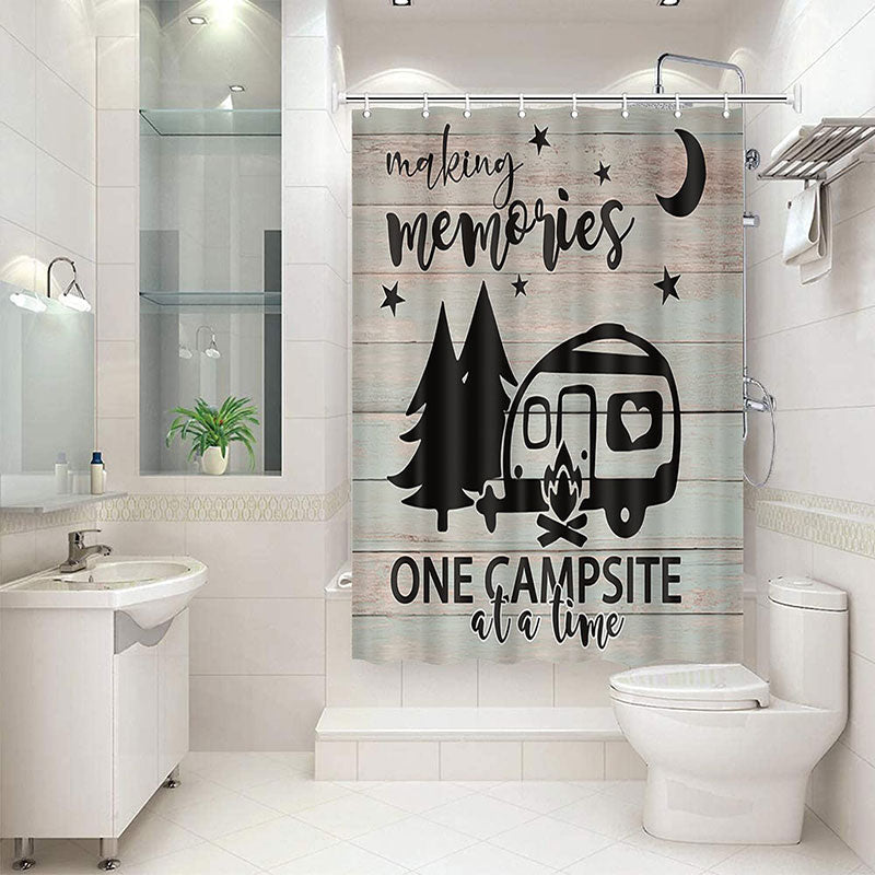 Lofaris One Campsite Wooden Board Christmas Shower Curtain