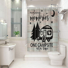 Lofaris One Campsite Wooden Board Christmas Shower Curtain