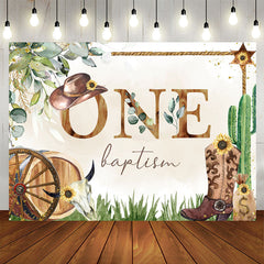 Lofaris One Cowboy Plant Green Cactus Wood Baptism Backdrop