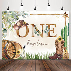 Lofaris One Cowboy Plant Green Cactus Wood Baptism Backdrop