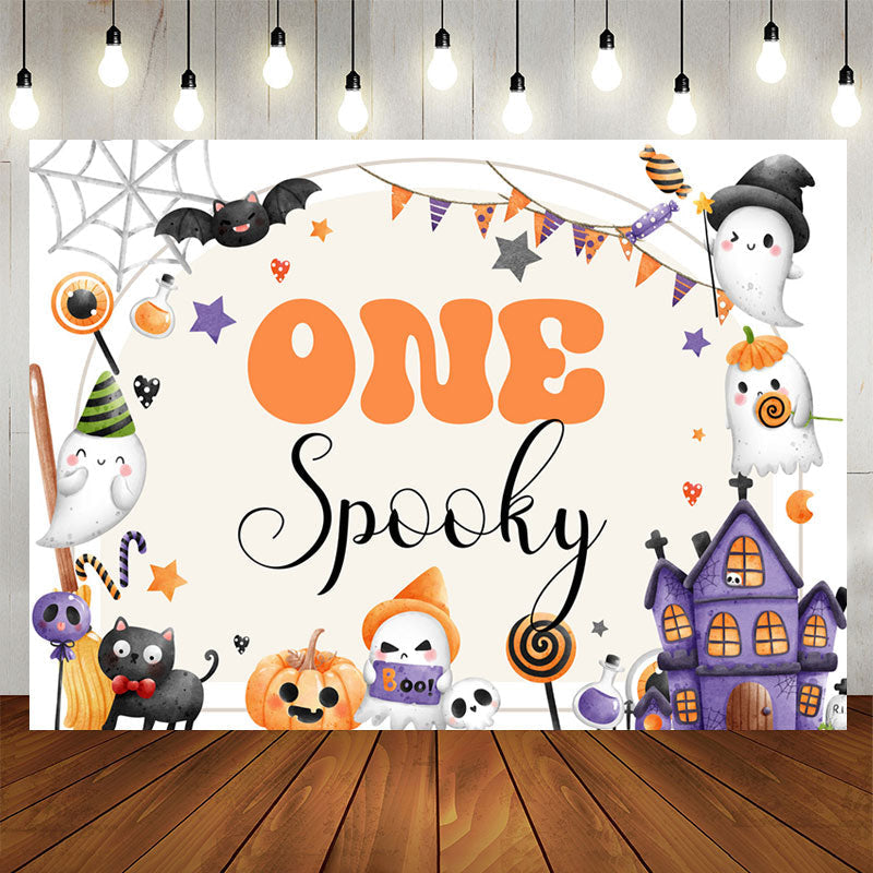 Lofaris One Spooky Boo Halloween Theme 1St Birthday Backdrop