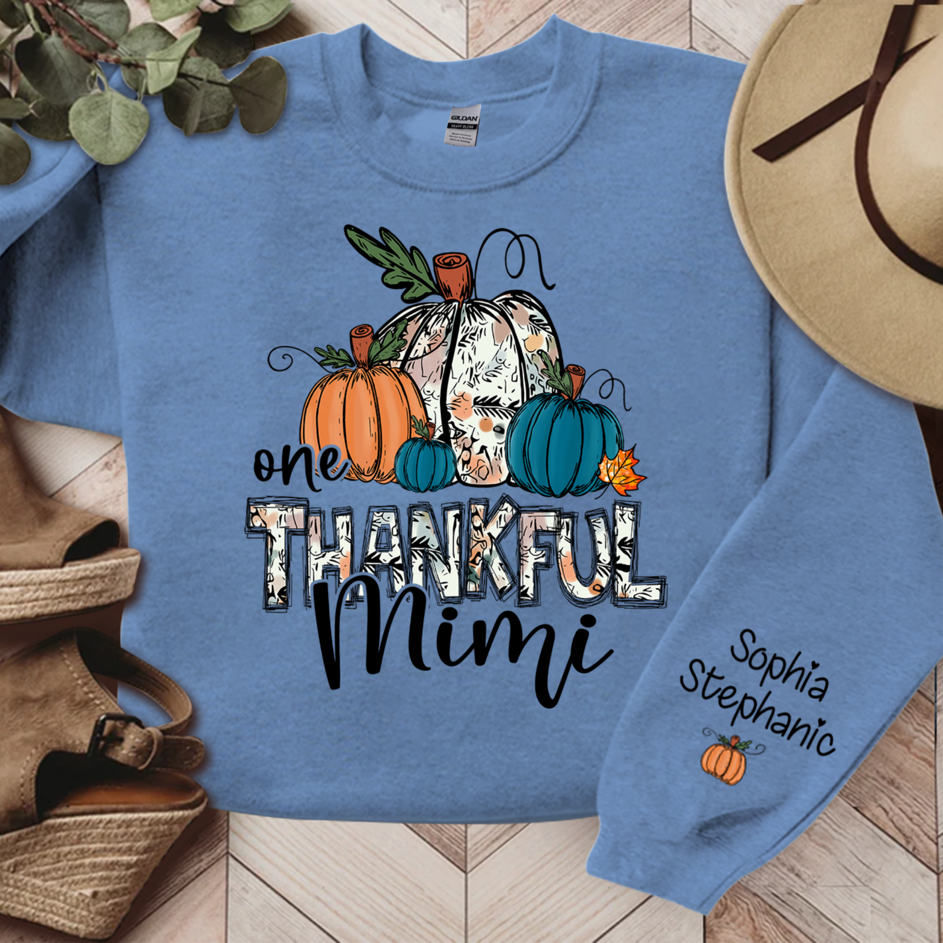 Lofaris One Thankful Mimi Autumn Pumpkin Custom Sweatshirt