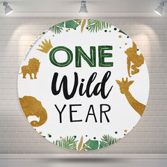 Lofaris One Wild Year Safari Round Birthday Party Backdrop
