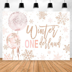 Lofaris Onederland Sparkling Snow Pink 1St Birthday Backdrop