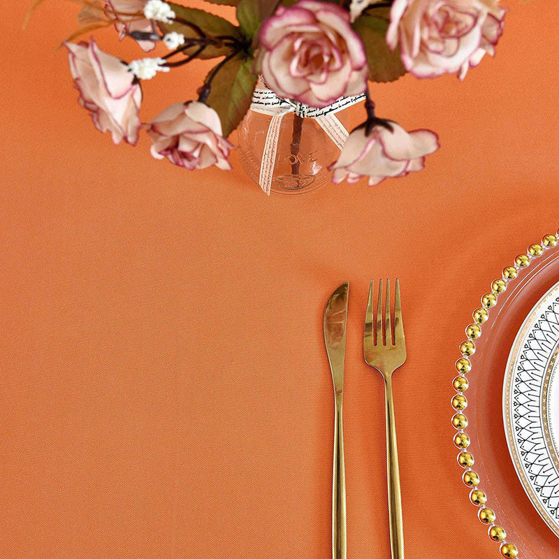 Lofaris Orange 150 GSM Polyester Banquet Rectangle Tablecloth