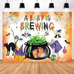 Lofaris Orange A Baby Brewing Halloween Shower Backdrop