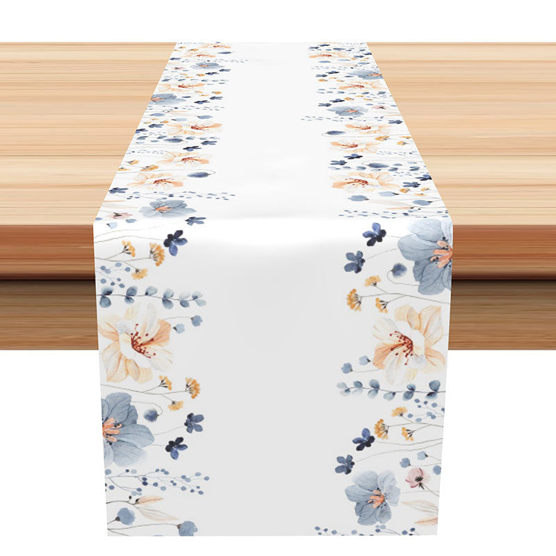 Lofaris Orange And Blue Floral Simple Dining Table Runner