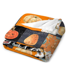 Lofaris Orange Black Plaid Halloween Custom Name Blanket