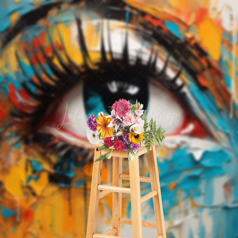 Lofaris Orange Blue Eye Graffiti Wall Photo Shoot Backdrop