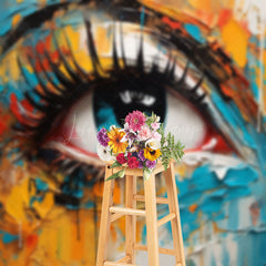 Lofaris Orange Blue Eye Graffiti Wall Photo Shoot Backdrop