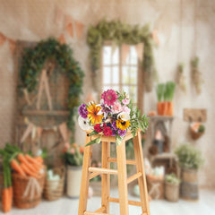 Lofaris Orange Broken Wall Country Window Easter Backdrop