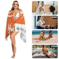 Lofaris Orange Coconut Tree Hot Summer Custom Beach Towel