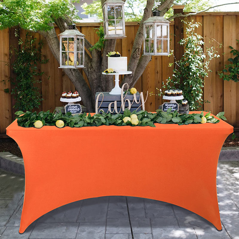 Lofaris Orange Fitted Spandex Rectangle Banquet Table Cover