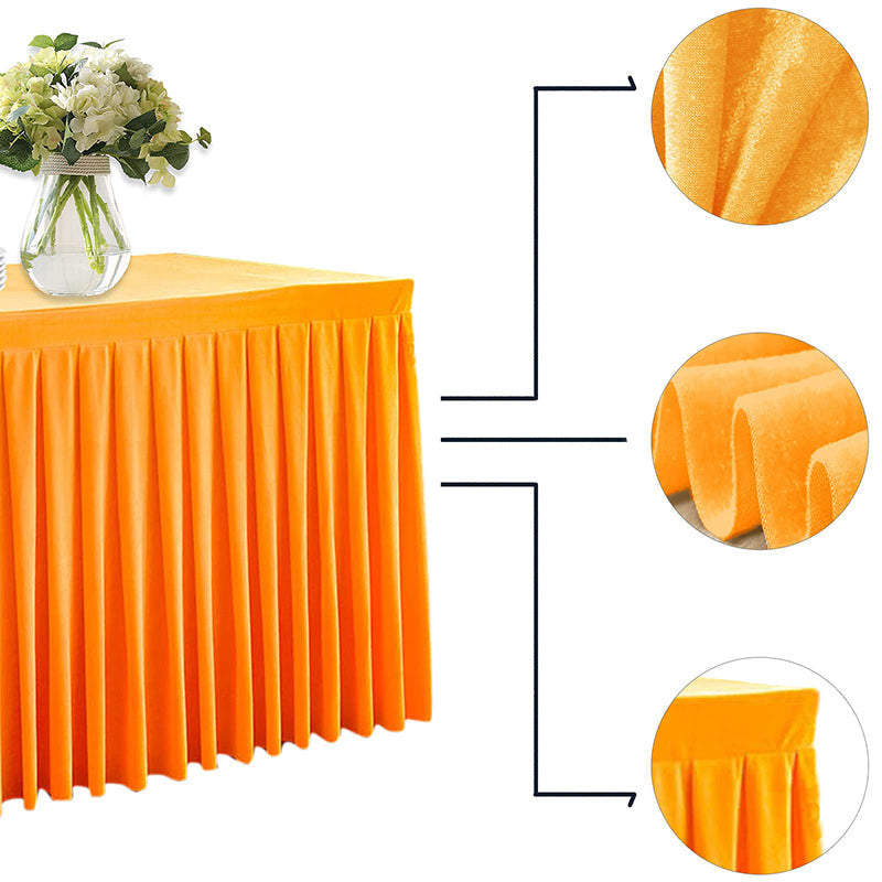 Lofaris Orange Fitted Velvet Rectangle Table Skirts Cover