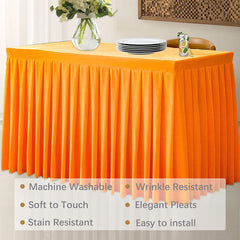 Lofaris Orange Fitted Velvet Rectangle Table Skirts Cover