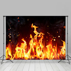 Lofaris Orange Flames With Sparkles In Black Background