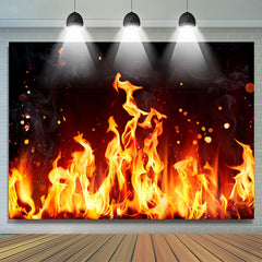 Lofaris Orange Flames With Sparkles In Black Background
