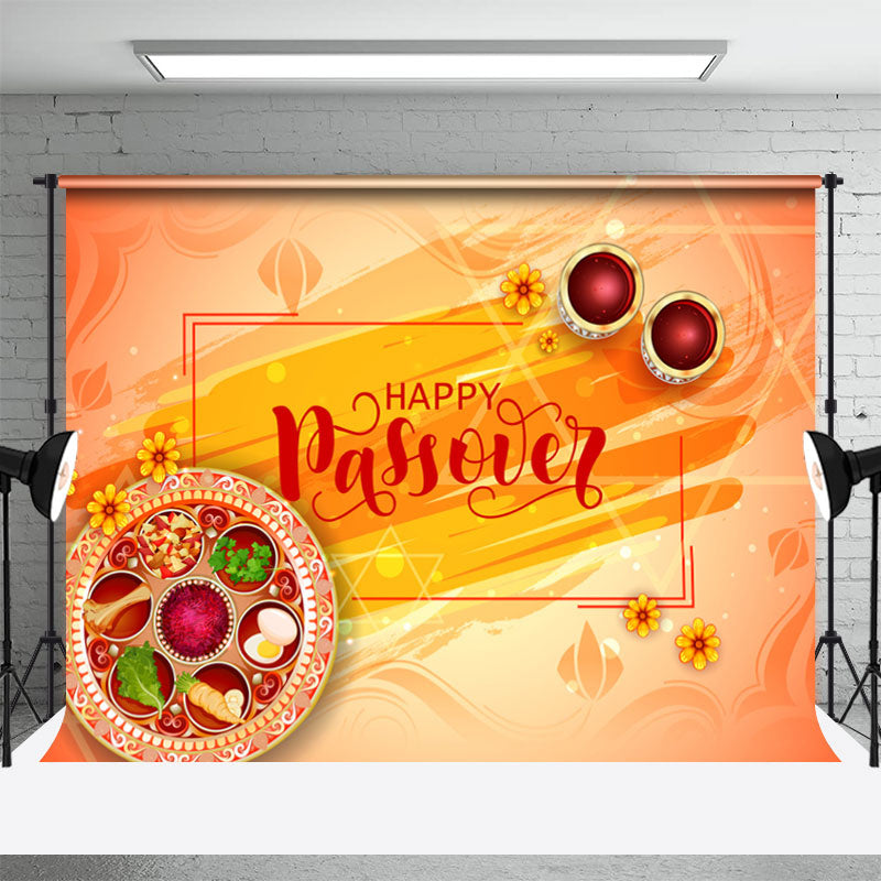 Lofaris Orange Gourmet Food Tea Happy Passover Backdrop