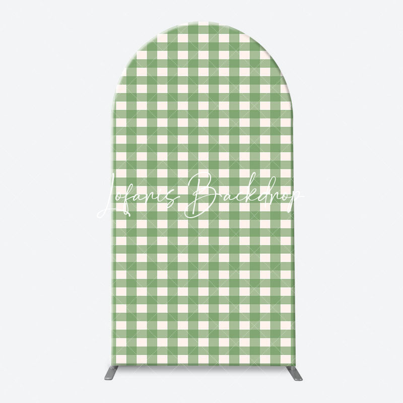 Lofaris Orange Green White Plaid Birthday Arch Backdrop Kit