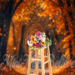 Lofaris Orange Leaves Sunshine Street Autumn Photo Backdrop