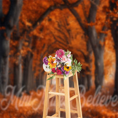 Lofaris Orange Leaves Trees Forest Autumn Photo Backdrop