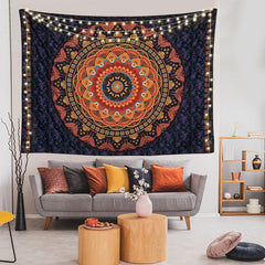 Lofaris Orange Mandala Flower Butterfly Pattern Wall Tapestry
