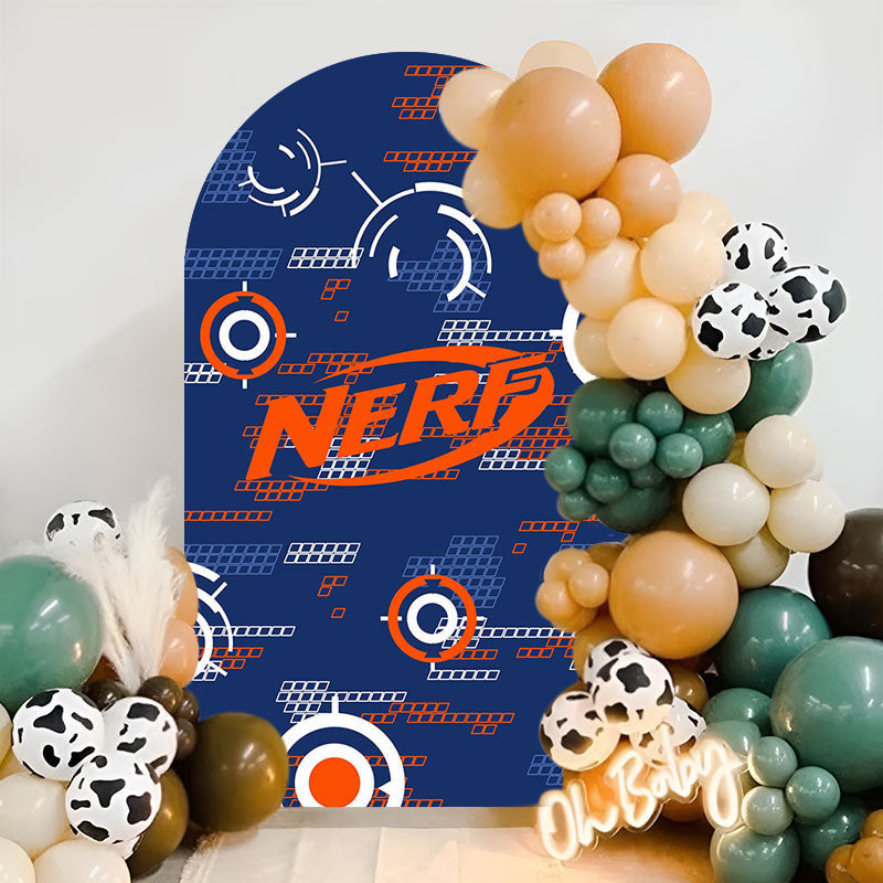 Lofaris Orange Nerf Target Blue Arch Backdrop For Party