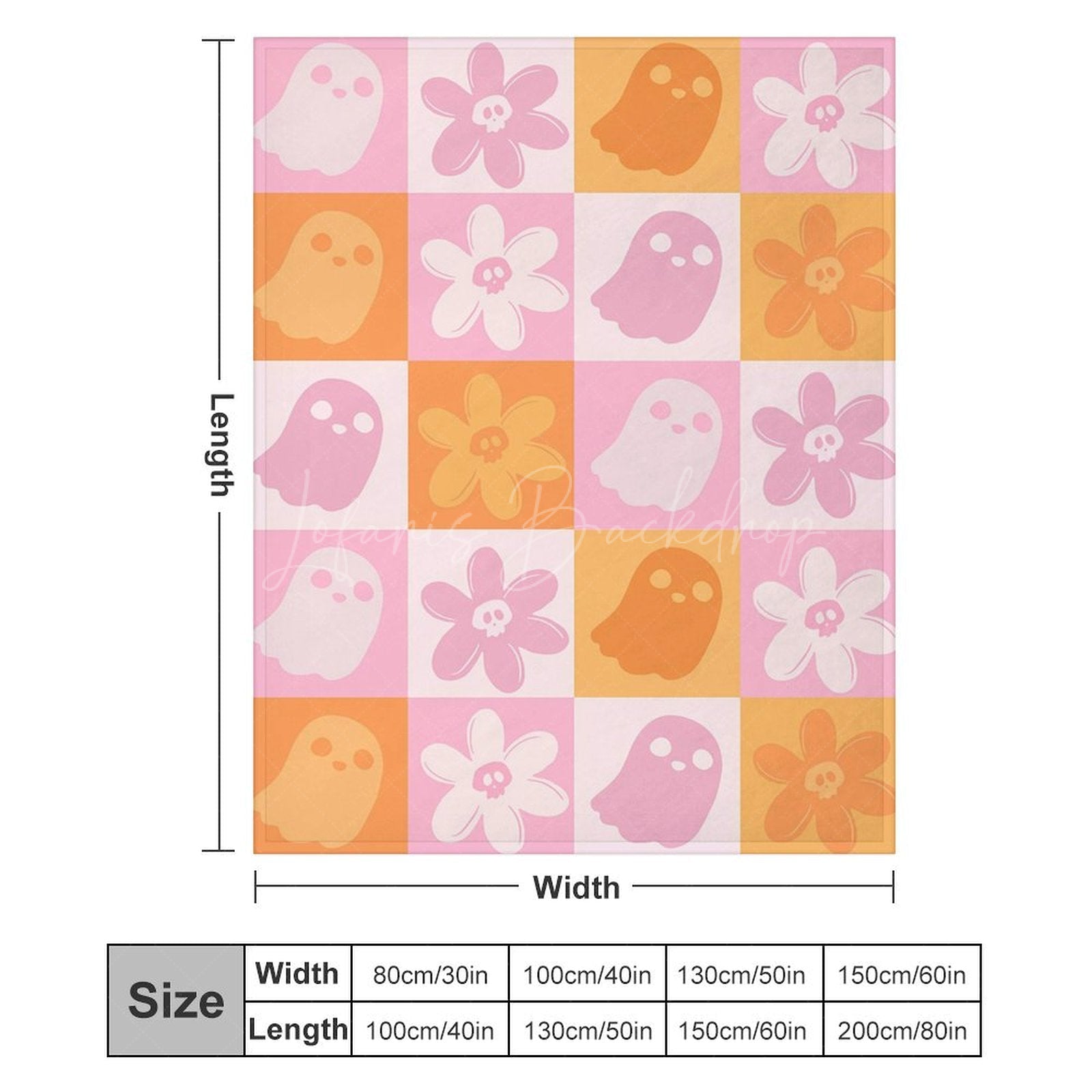 Lofaris Orange Pink Plaid Floral Halloween Custom Blanket