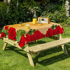 Lofaris Orange Red Roses Rectangle Tablecloth for Kitchen