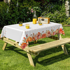 Lofaris Orange Rose Flower Pattern Rectangle Tablecloth