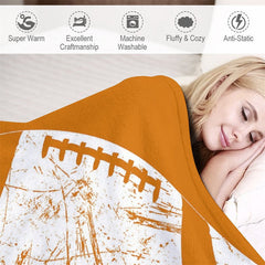 Lofaris Orange Rugby Jersey Sports Style Custom Name Blanket