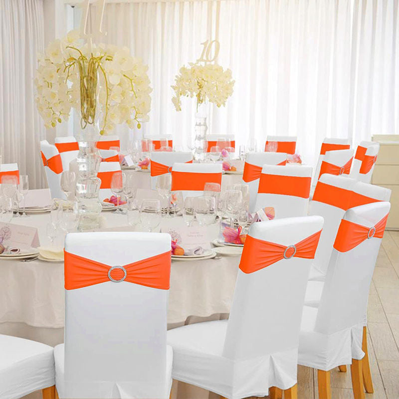 Lofaris Orange Spandex Elastic Banquet Chair Bands Ties Bows