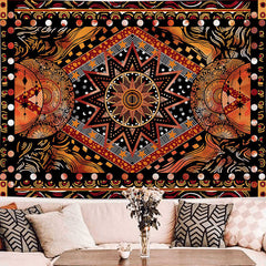 Lofaris Orange Sun Moon Star Indie Art Hippie Wall Tapestry