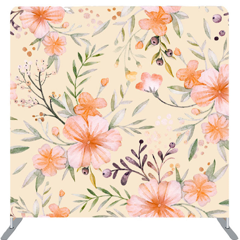 Lofaris Orange Tint Flowers Beige Fabric Spring Backdrop Cover