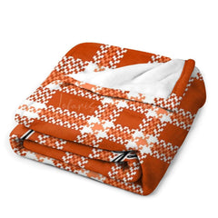 Lofaris Orange White Plaid Fall Hello Pumpkin Custom Blanket