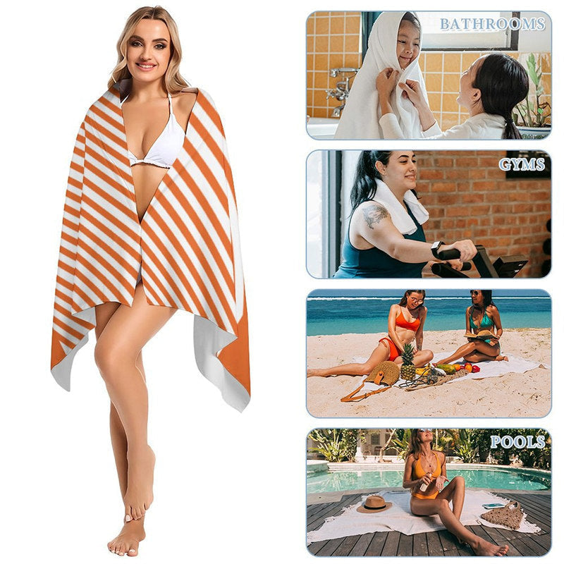 Lofaris Organge Stripe Custom Name Beach Towel for Vacation
