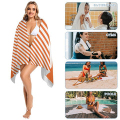 Lofaris Organge Stripe Custom Name Beach Towel for Vacation