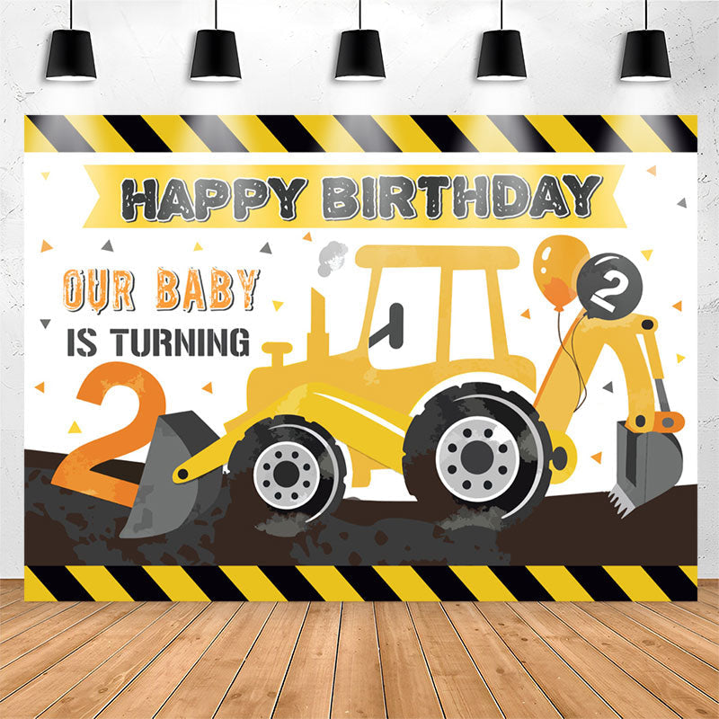 Lofaris Our Baby Is Turning 2 Boy Happy Birthday Backdrop
