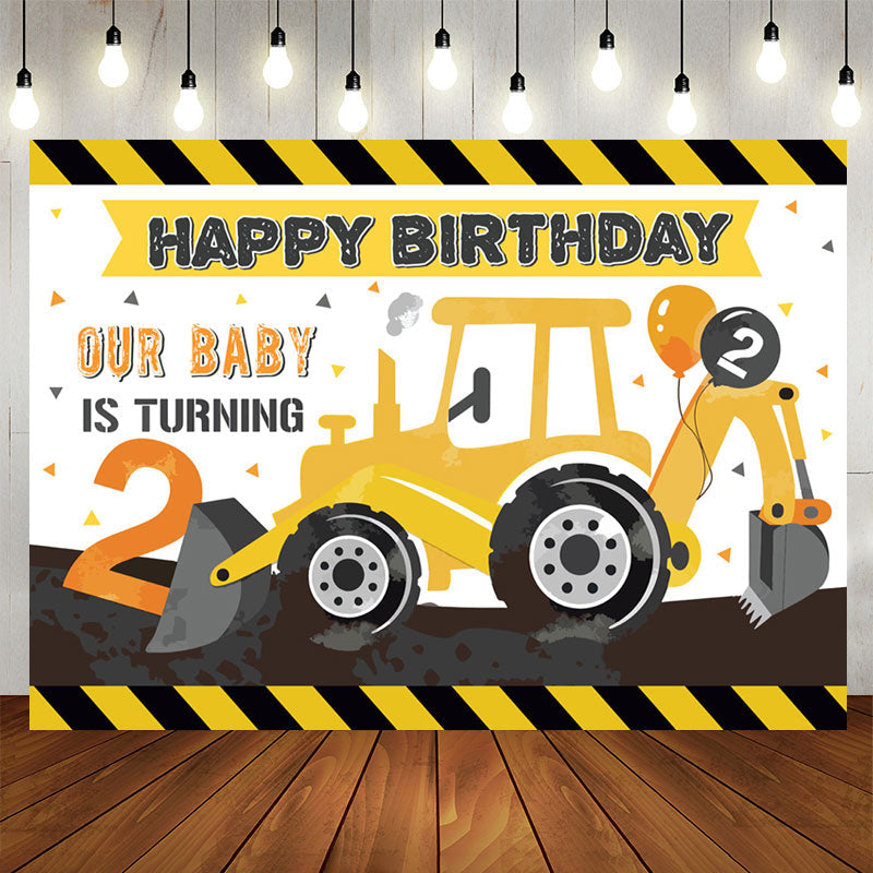 Lofaris Our Baby Is Turning 2 Boy Happy Birthday Backdrop