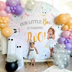 Lofaris Our Little Boo Is Turning Two Round Birthday Backdrop