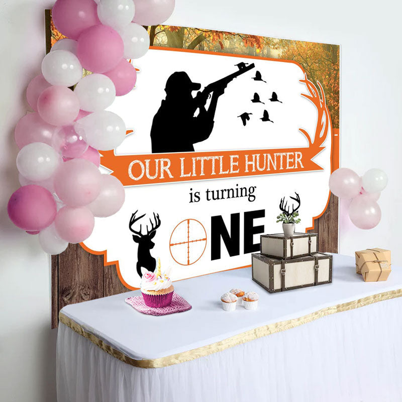 Lofaris Our Little Hunter Is Truning One 1St Birthday Backdrop