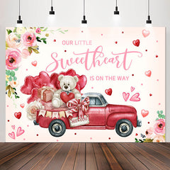 Lofaris Our Little Sweet Heart Car Bear Baby Shower Backdrop