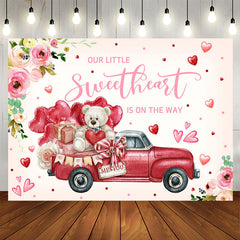 Lofaris Our Little Sweet Heart Car Bear Baby Shower Backdrop