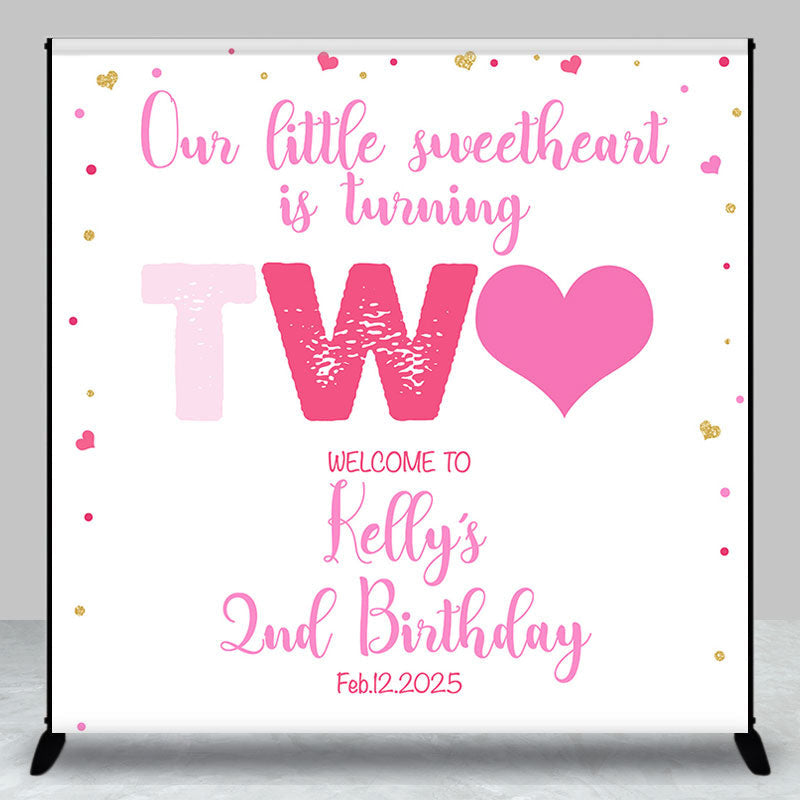 Lofaris Our Little Sweetheart Custom 2nd Birthday Backdrop