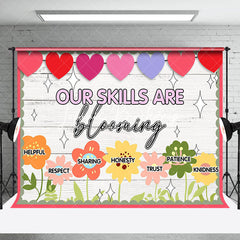 Lofaris Our Skills Are Blooming Heart Floral Wooden Backdrop