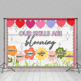 Lofaris Our Skills Are Blooming Heart Floral Wooden Backdrop