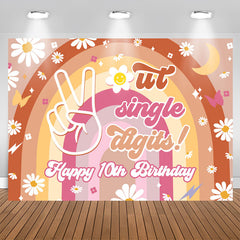 Lofaris Out Single Digits Rainbow Floral 10th Birthday Backdrop