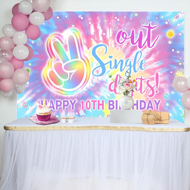 Lofaris Out Single Digits Watercolor 10th Birthday Backdrop